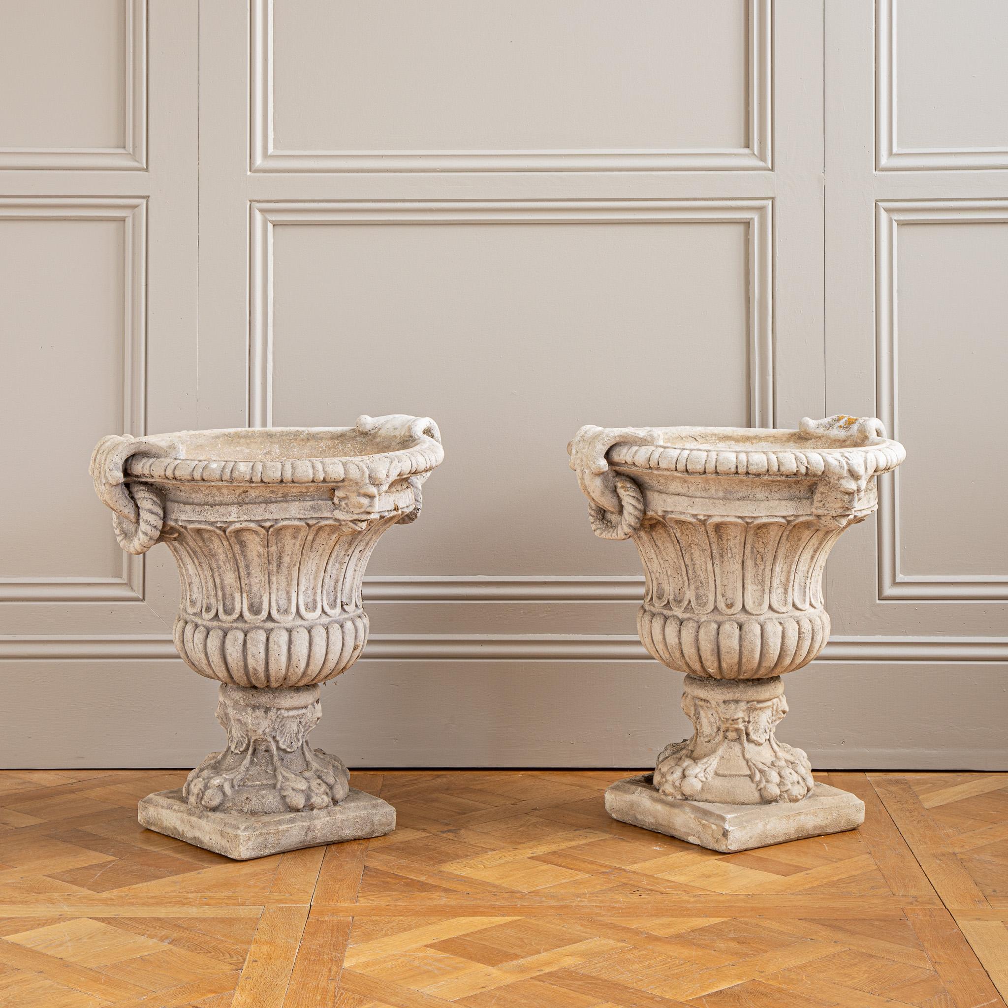 20th Century Circa Mid 1900's Set Of 4 Decorative Italian Garden Urns In Reconstituted Stone For Sale