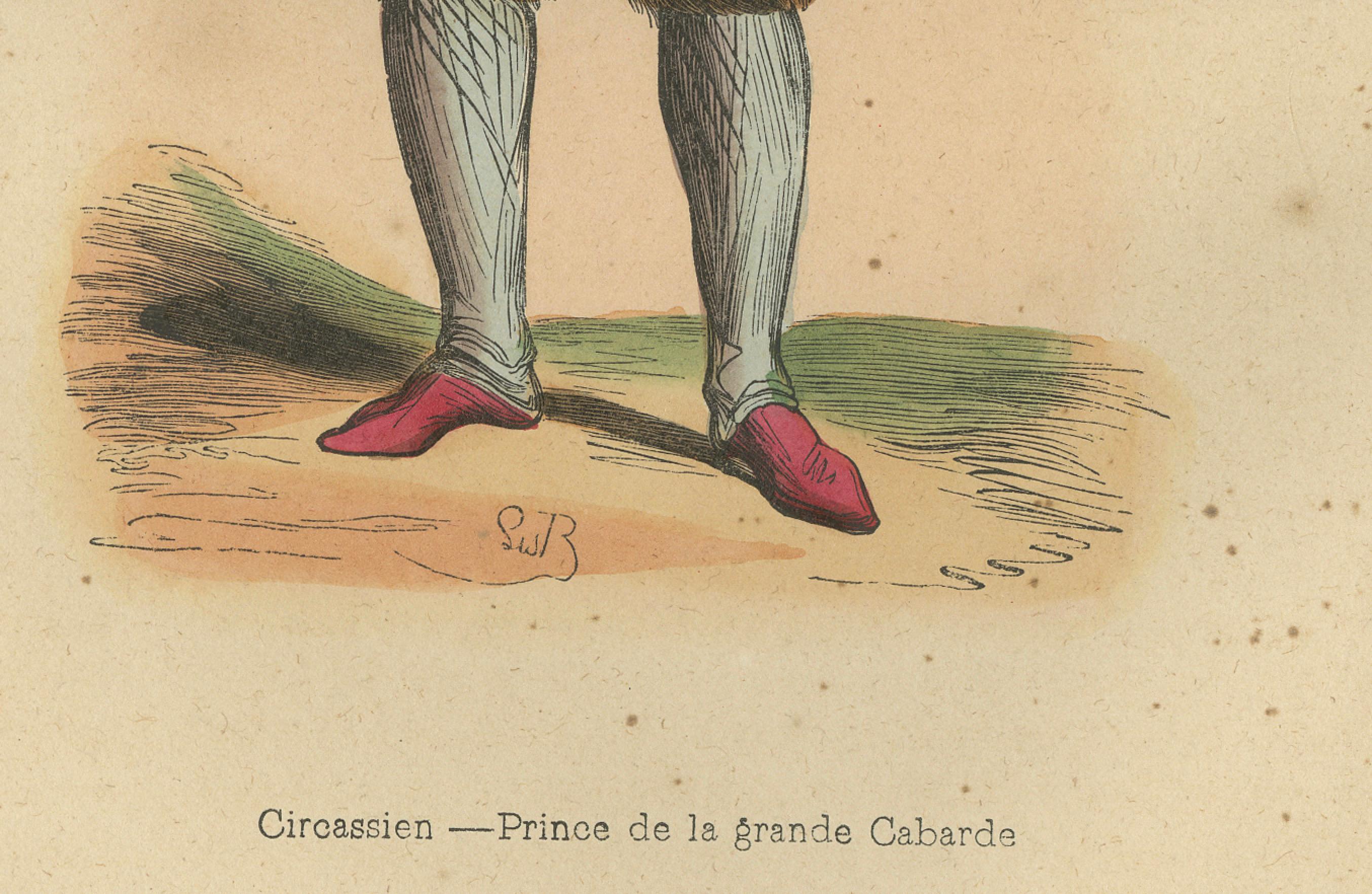 Metà XIX secolo Principi circassi e imeriziani in abiti tradizionali, litografie del 1844 in vendita