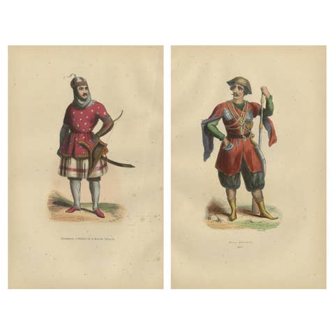 Circassian and Imeretian Princes in Traditional Attire, 1844 Lithographs