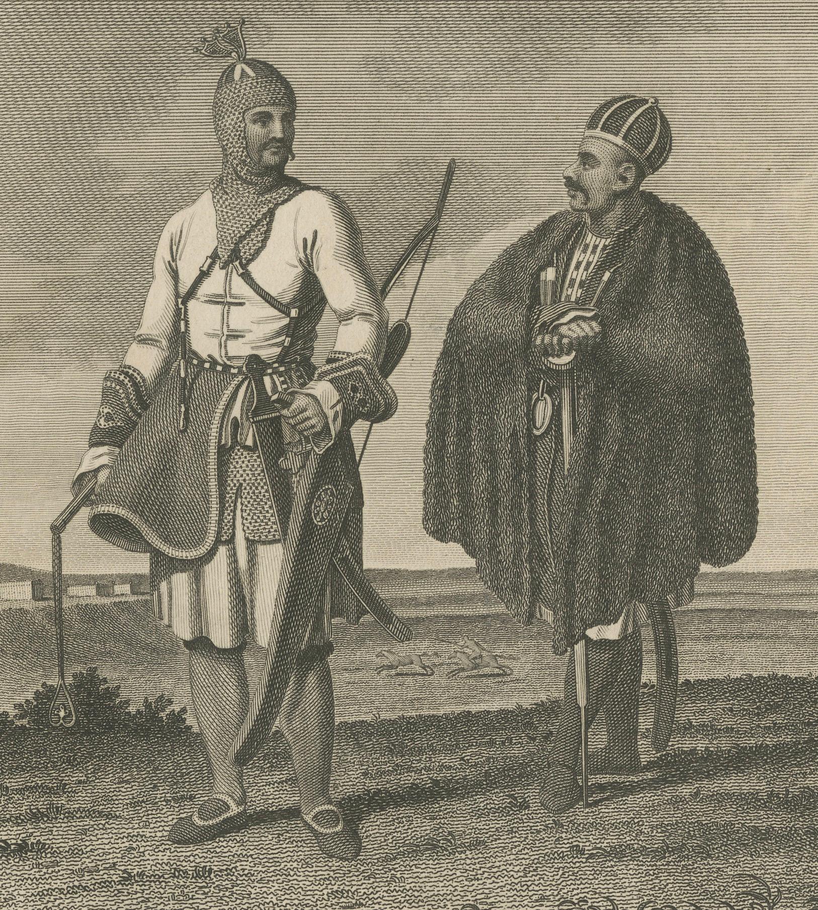 Engraved Circassian Grandee and Commoner – An 1800 Etching by Geissler For Sale