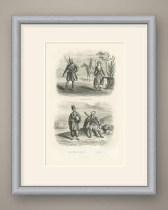 Circassians, Armenian Merchant and Abaza Man, Caucasus, Antique Print, 1859