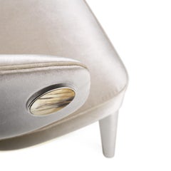 Circe Chair in Chromed Brass, Horn & White Bouclé Upholstery by Arcahorn