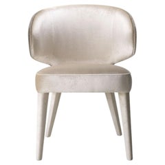 Circe Chair in Chromed Brass, Horn & White Bouclé Upholstery by Arcahorn