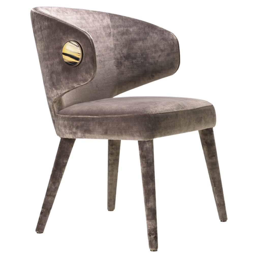 Circe Chair in Diso Velvet with Detail in Corno Italiano, Mod. 4433CB For Sale