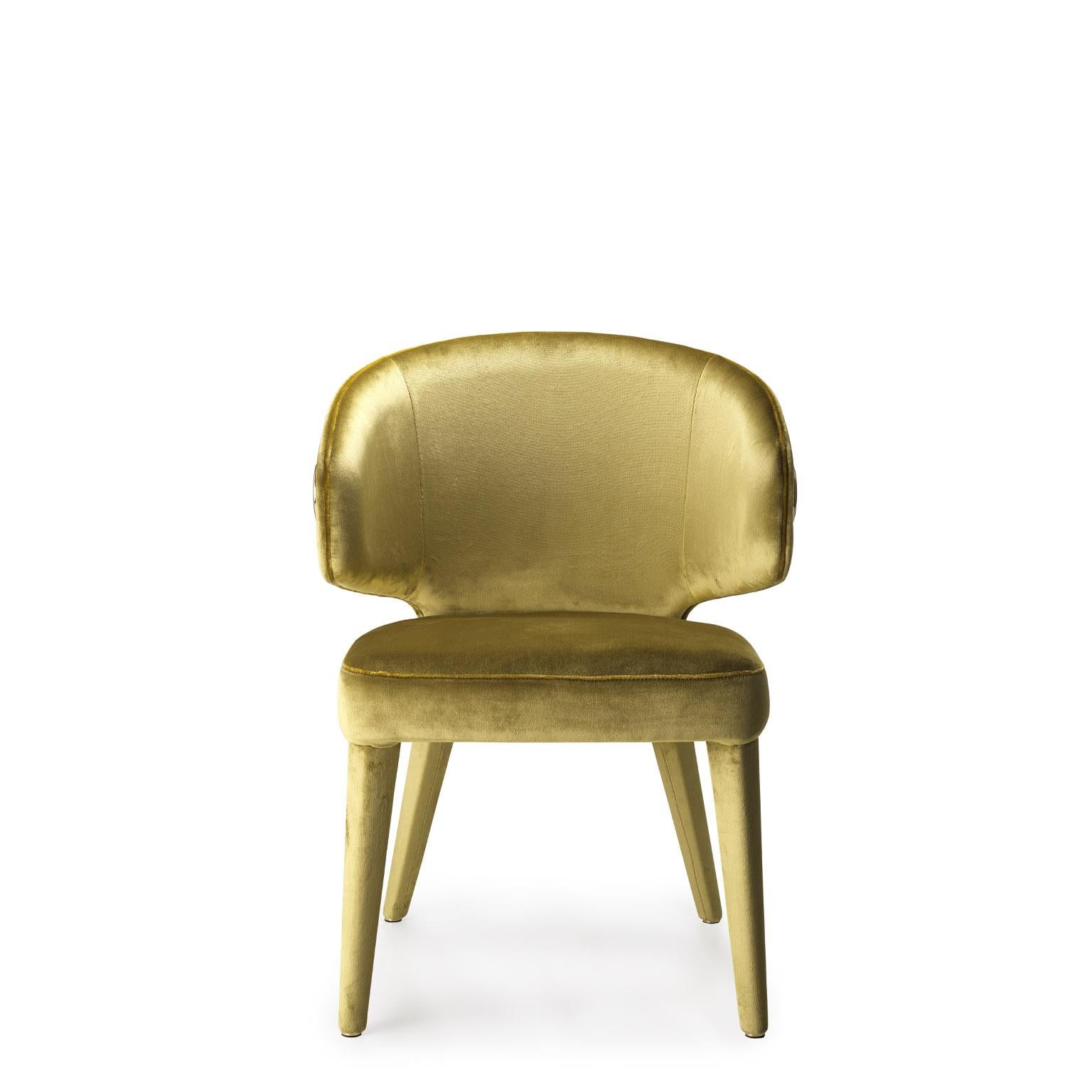 Hand-Crafted Circe Chair in Splendido Gold Velvet with Detail in Corno Italiano, Mod. 4433AG For Sale
