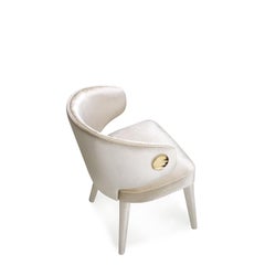 Chaise Circe en velours Splendido Perla avec détails en Corno Italiano, Mod. 4433AC