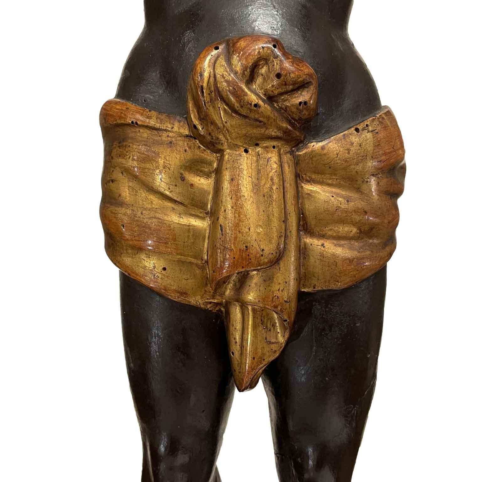 Göttin Circe Italienische Neoklassische Skulptur Frühes 1800er Ebenholz geschnitzt  Goldene im Angebot 1