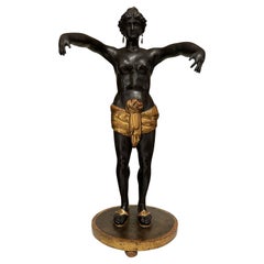 Göttin Circe Italienische Neoklassische Skulptur Frühes 1800er Ebenholz geschnitzt  Goldene