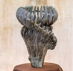 Circium Vase in Black Clay with Crawl Glazing by Kallia Panopoulou