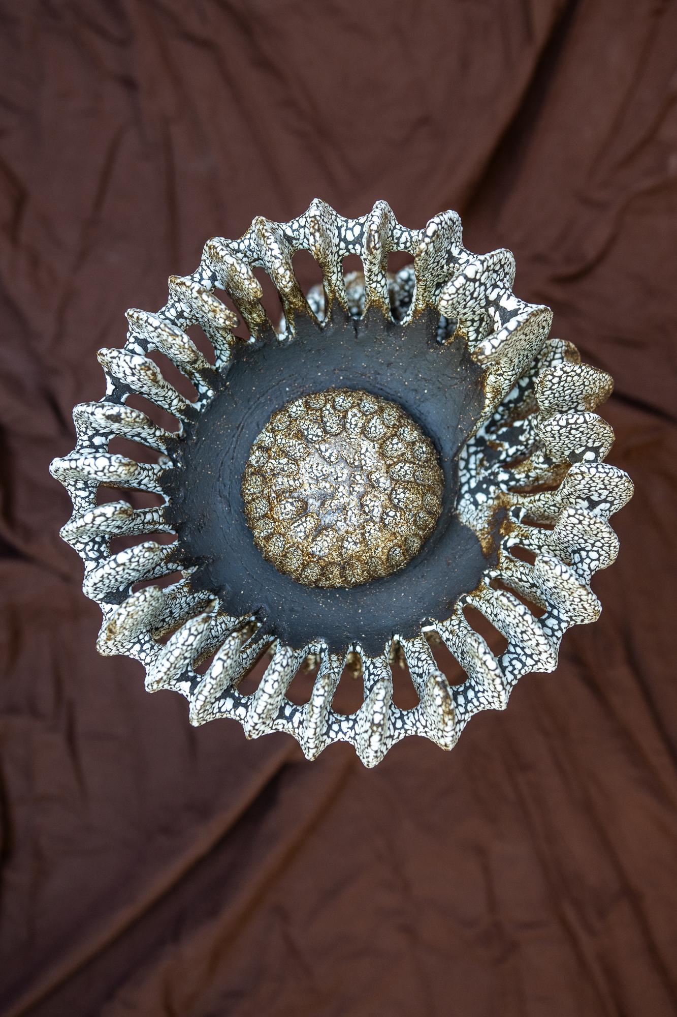 Circium Vase in Black Clay with Crawl Glazing by Kallia Panopoulou In New Condition For Sale In Geneve, CH