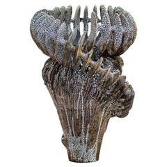 Circium Vase in Black Clay with Crawl Glazing by Kallia Panopoulou