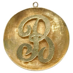 Circle 14 Karat Yellow Gold B Initial Pendant