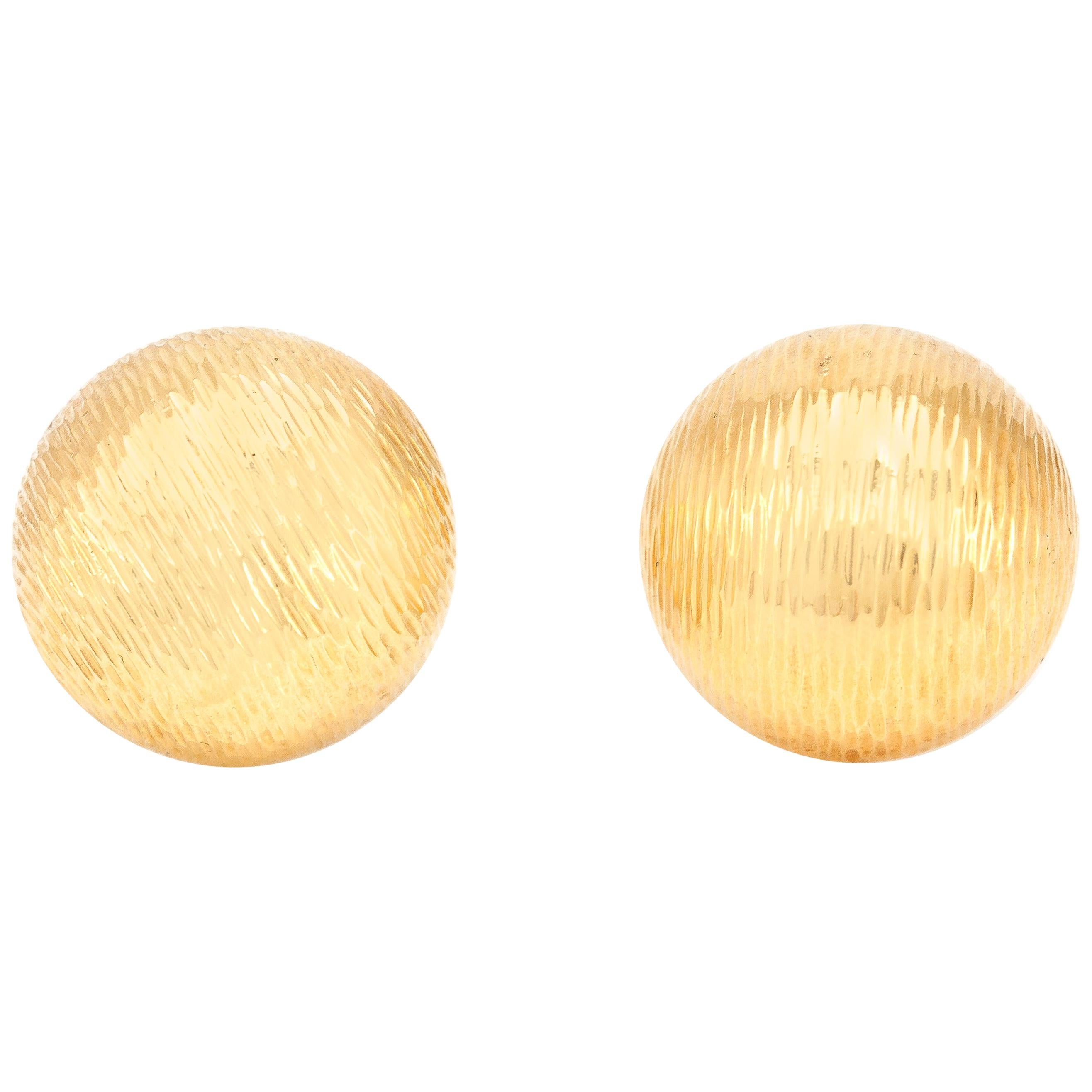 Circle 14 Karat Yellow Gold Clip-On Earrings For Sale