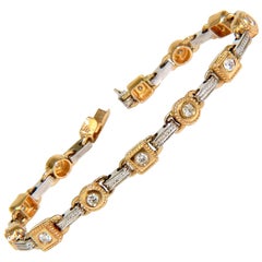 Circle and Bar .95 Carat Diamond Bracelet Two-Toned 14 Karat G/SI