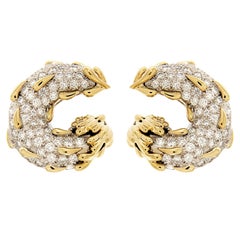 Circle and Tear Drop Diamond Gold Platinum Earrings