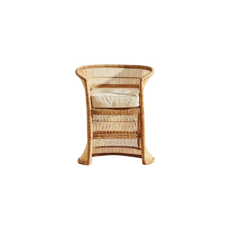 Circle Back Cane and Wood Chair by Malawi Cane For Sale