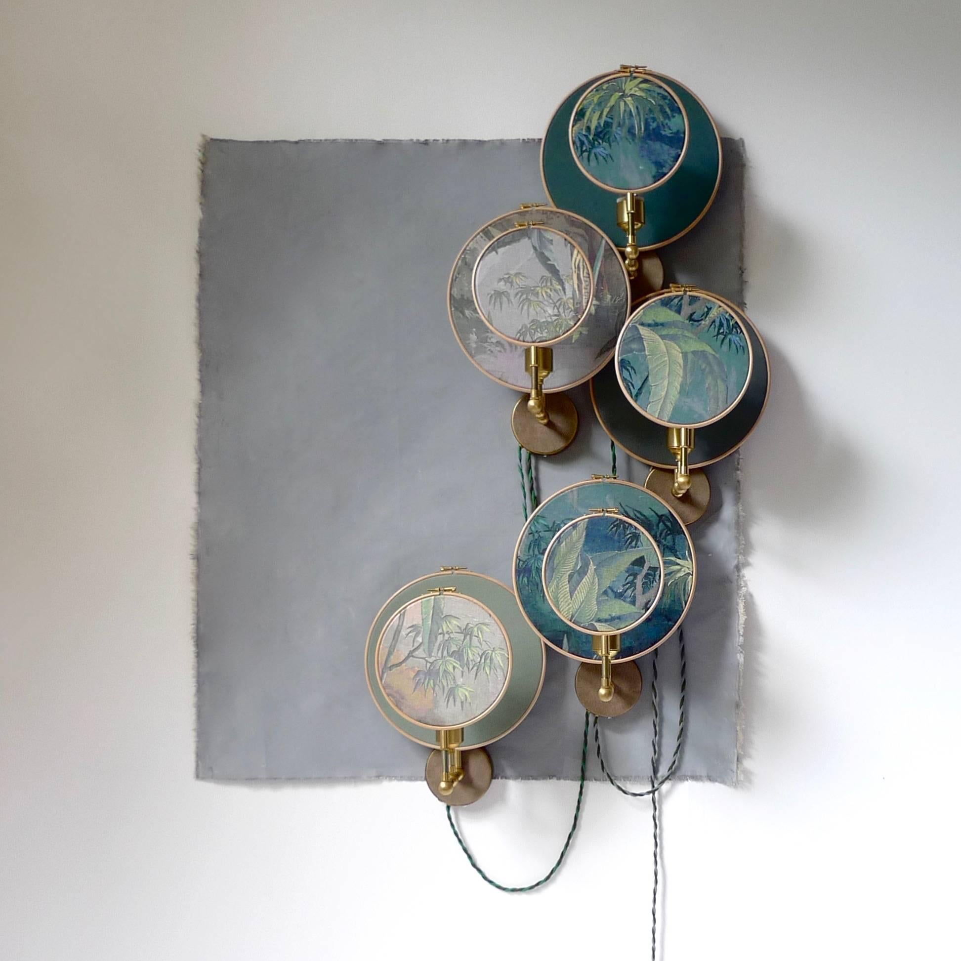 Dutch No. 13 Circle Green, Grey Contemporary Art Wall Sconce by Sander Bottinga For Sale