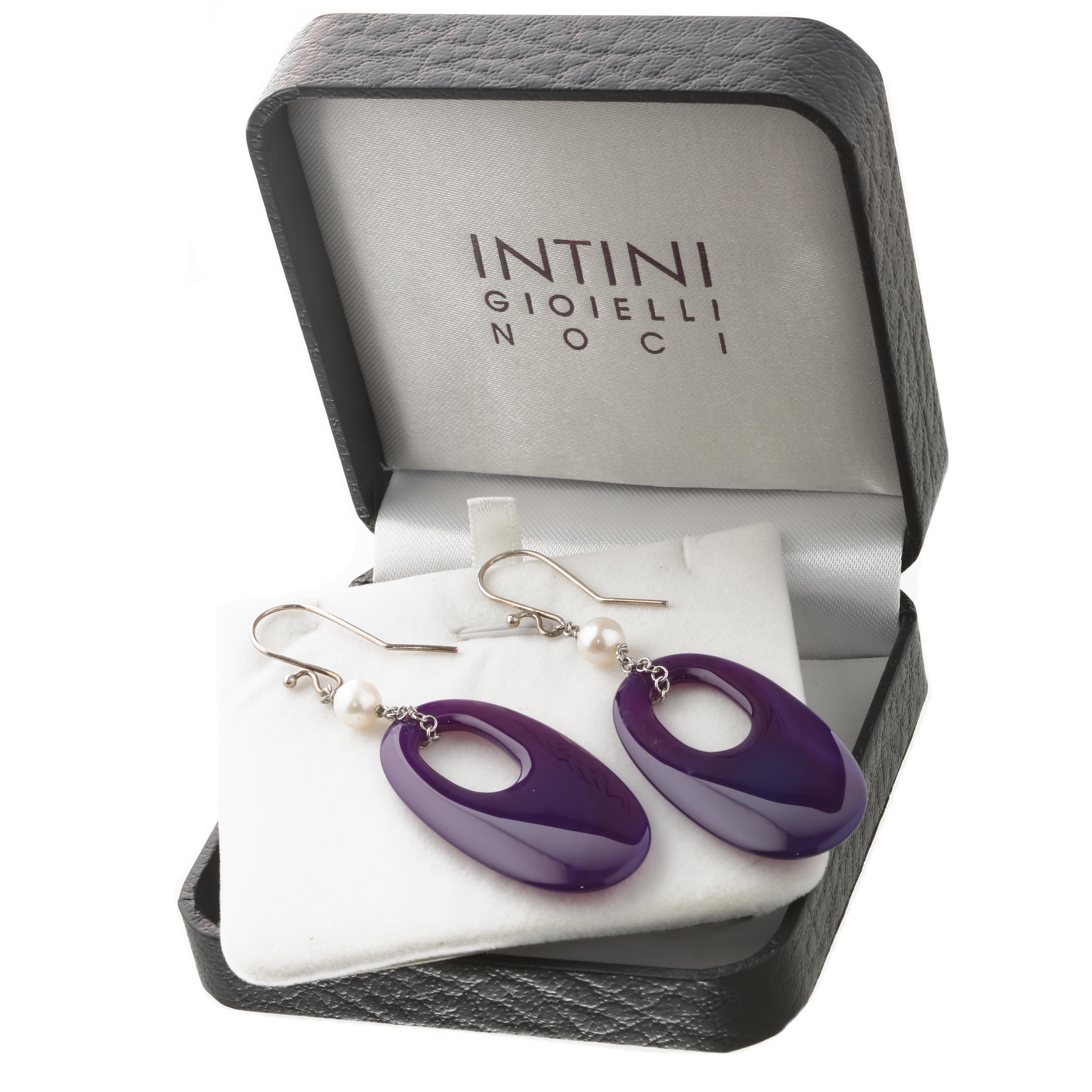 Kreis Bold Lila Achat Süßwasserperlen Donut Sterlingsilber Tropfenohrringe im Zustand „Neu“ im Angebot in Milano, IT