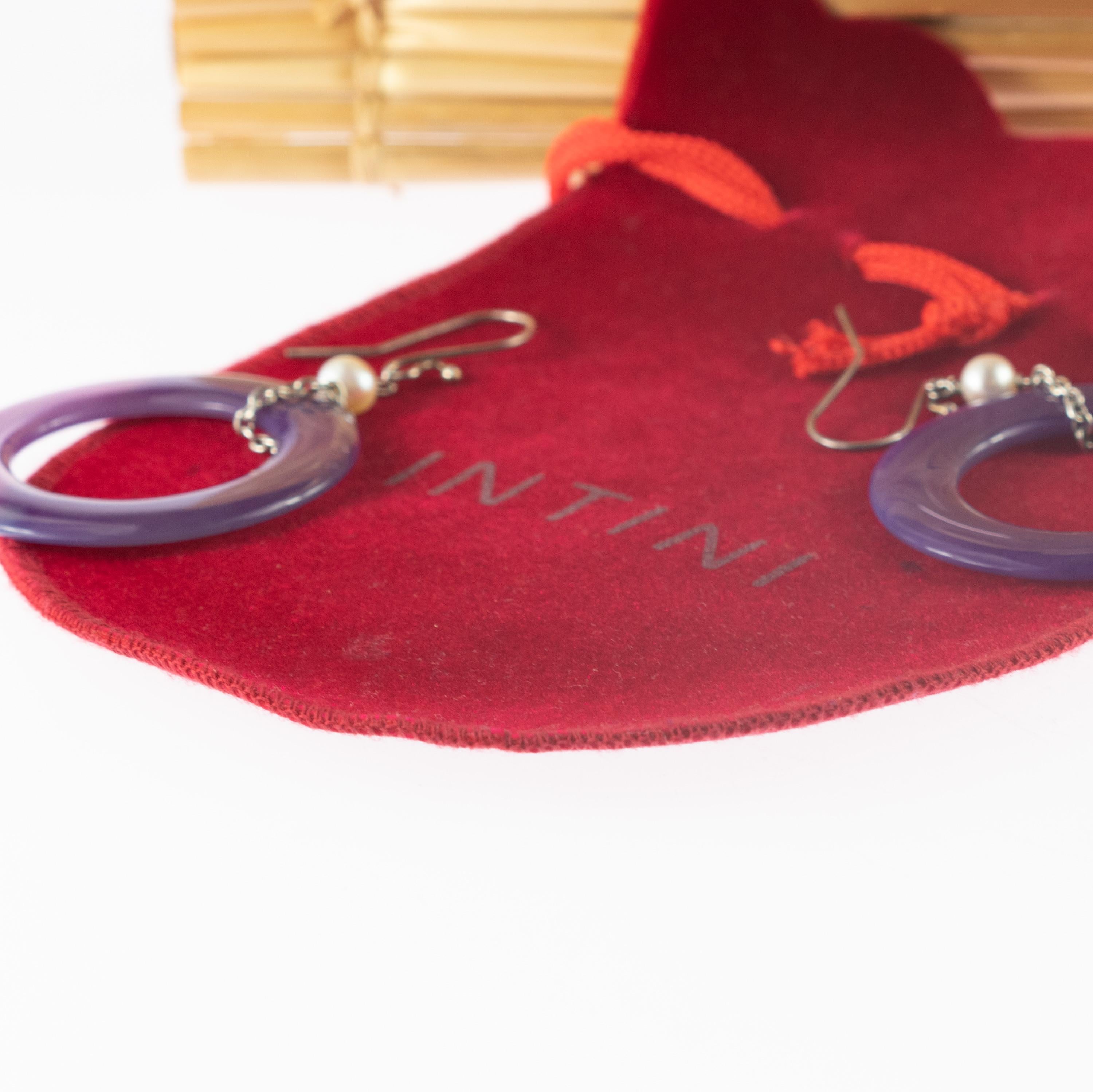 Kreis Bold Lila Achat Süßwasserperlen Donut Sterlingsilber Tropfenohrringe im Angebot 1