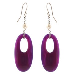 Circle Bold Purple Agate Freshwater Pearls Donut Sterling Silver Drop Earrings