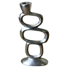 Circle candlestick by matthew hilton, solid aluminium, Circa 1980
