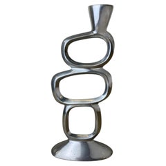 Circle candlestick by matthew hilton, solid aluminium, england, 1980's