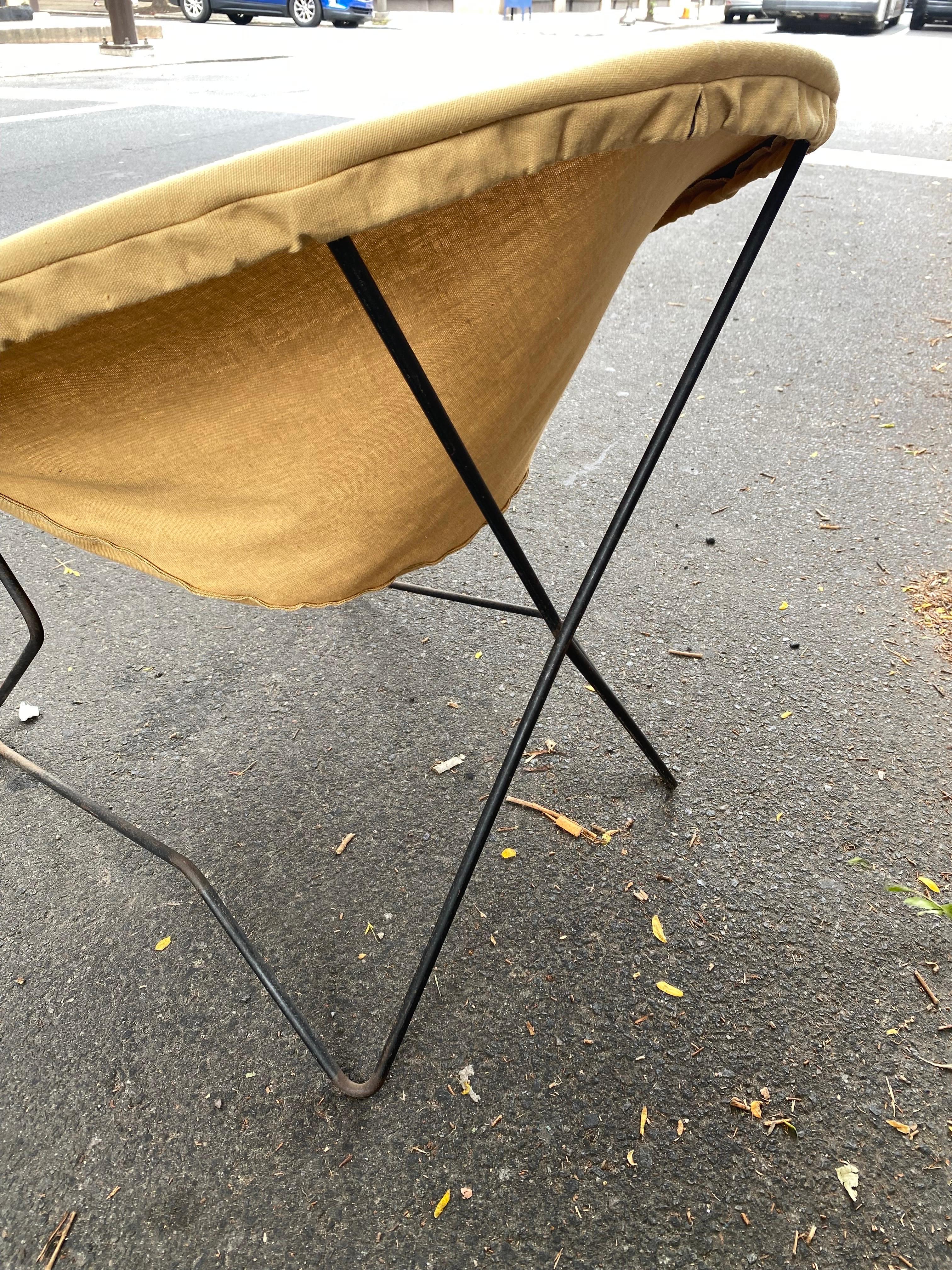 Mid-Century Modern Circle Canvas Patio Chair For Sale