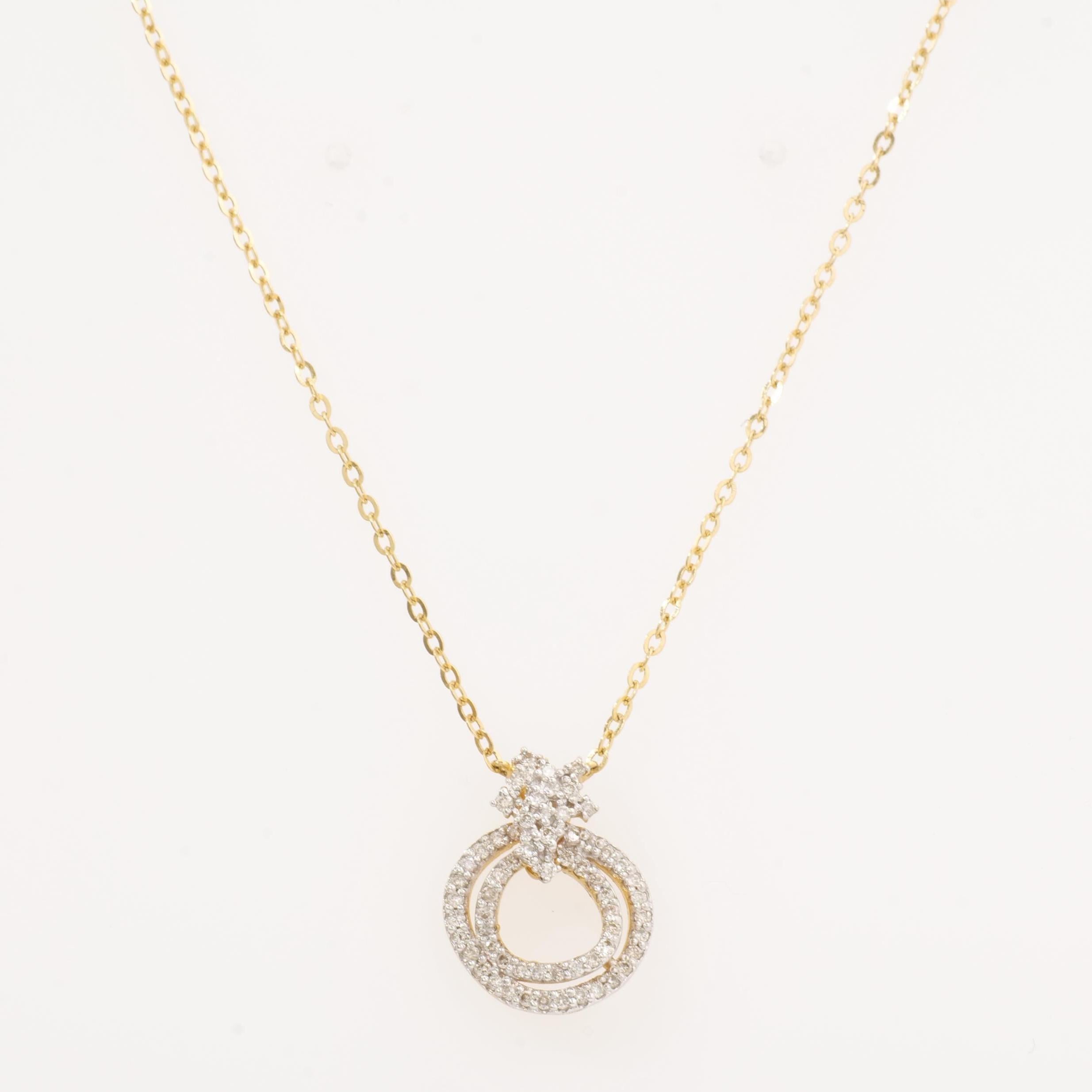 Collana Circle Cluster Diamond impilabile in oro massiccio 14K (certificato) in vendita