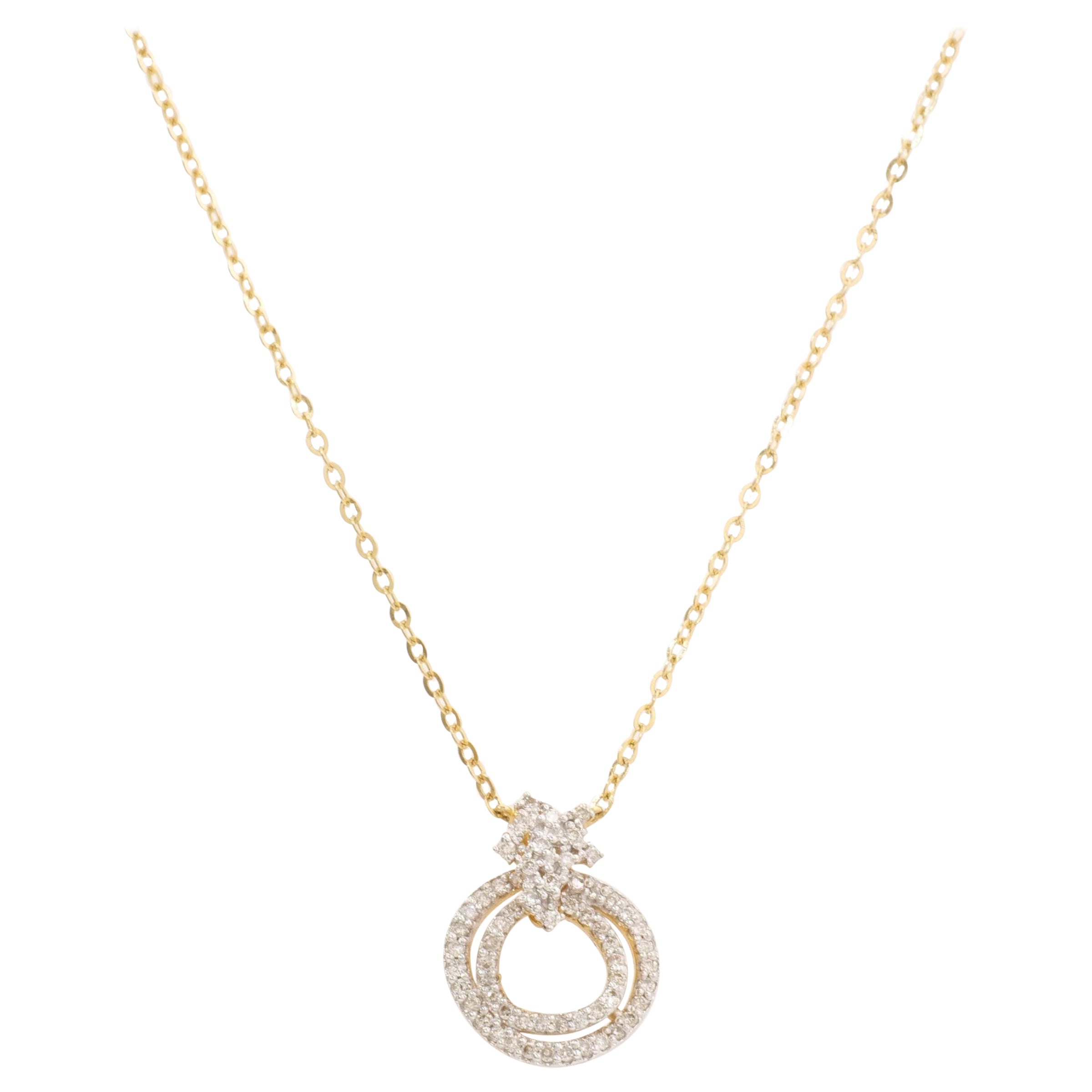 Circle Cluster Diamond Stackable Necklace in 14K Solid Gold (Certified)