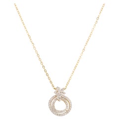 Circle Cluster Diamond Stackable Necklace in 14K Solid Gold (Certified)