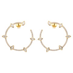 RUCHI Marquise-Cut Diamond Yellow Gold Crescent Hoop Earrings