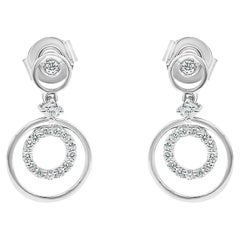 Circle Dangle Diamond Earrings 14K White, Yellow, and Rose Gold
