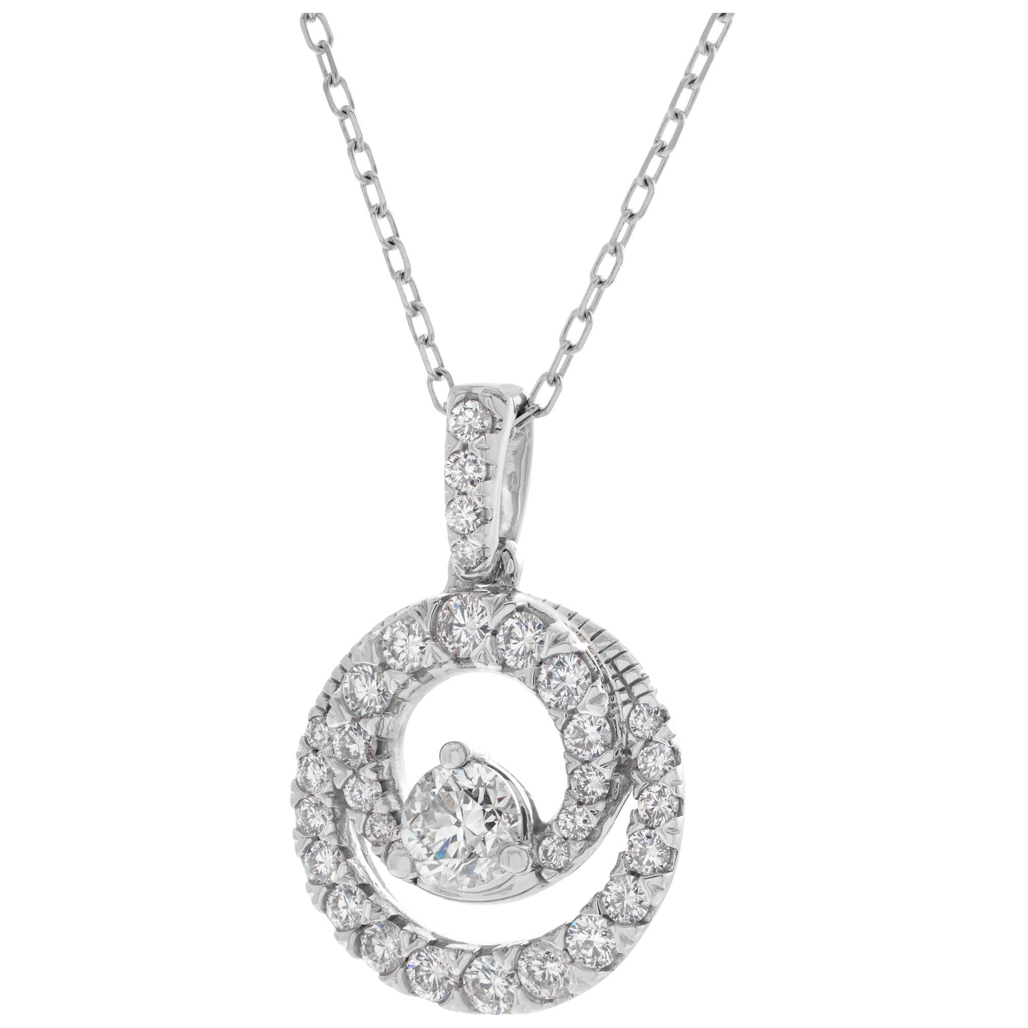 Brilliant Cut Circle Diamond 14k White Gold Pendant with 0.50 Carat in Diamonds For Sale