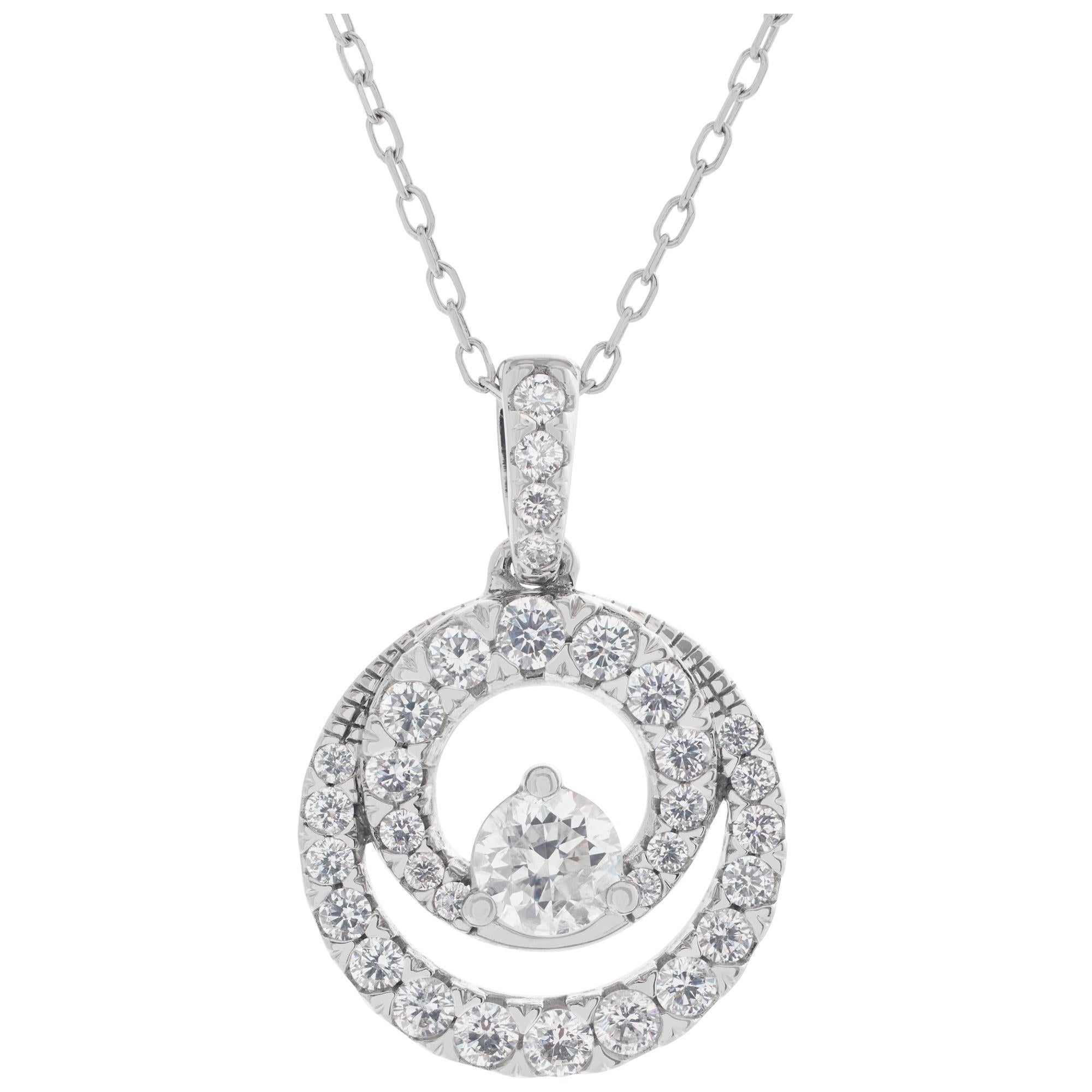 Circle Diamond 14k White Gold Pendant with 0.50 Carat in Diamonds For Sale