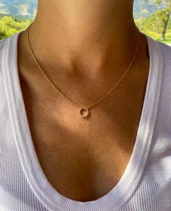 Collier en or jaune 14K avec diamants en forme de cercle