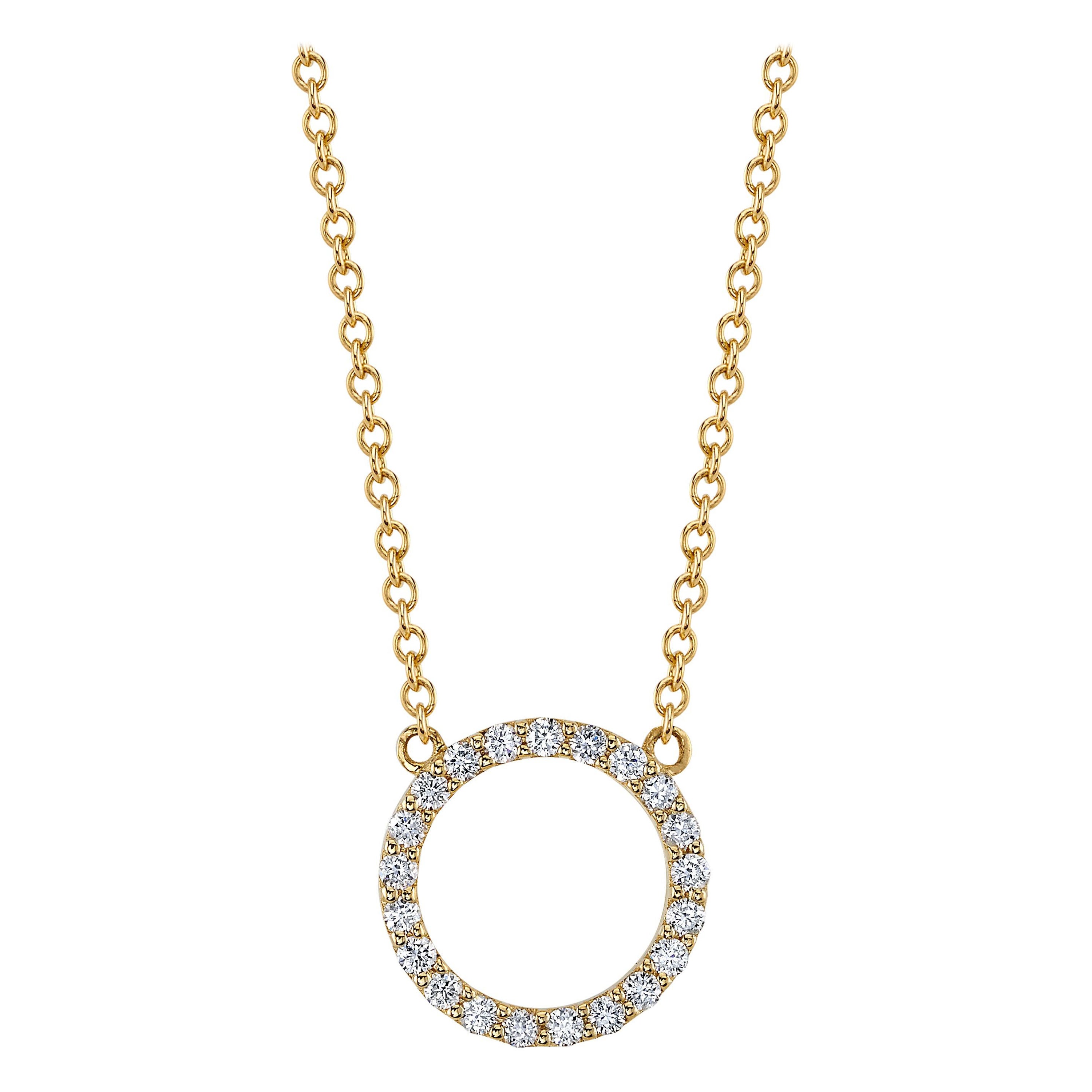 Kreis Diamant 14K Gelbgold Halskette im Angebot