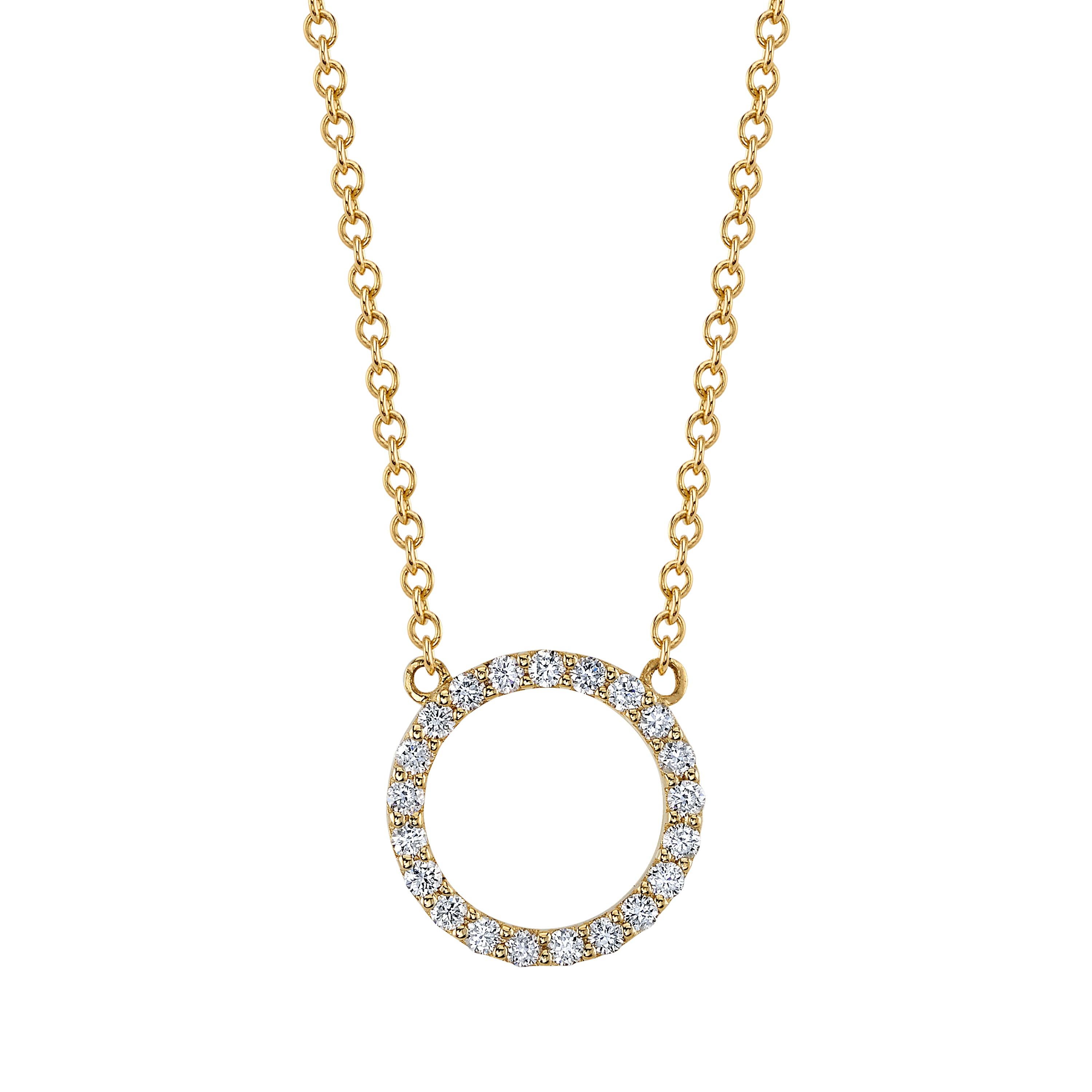 Collar Círculo Diamante Oro Amarillo 14K en venta
