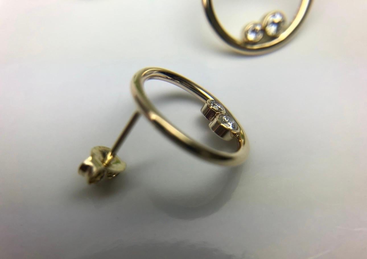 Taille brillant Boucles d'oreilles en diamant Cercle Boucles d'oreilles en diamant en or 18KT en vente