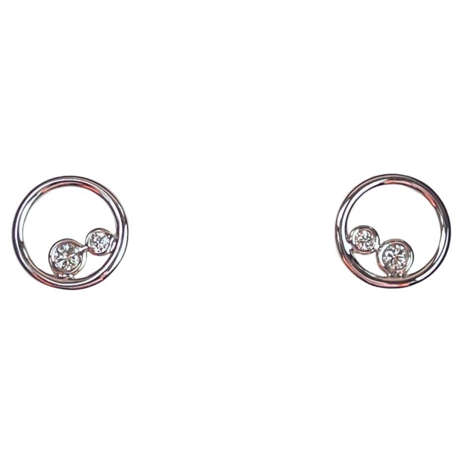 Circle Diamond earrings 18KT white gold Fine Diamonds studs