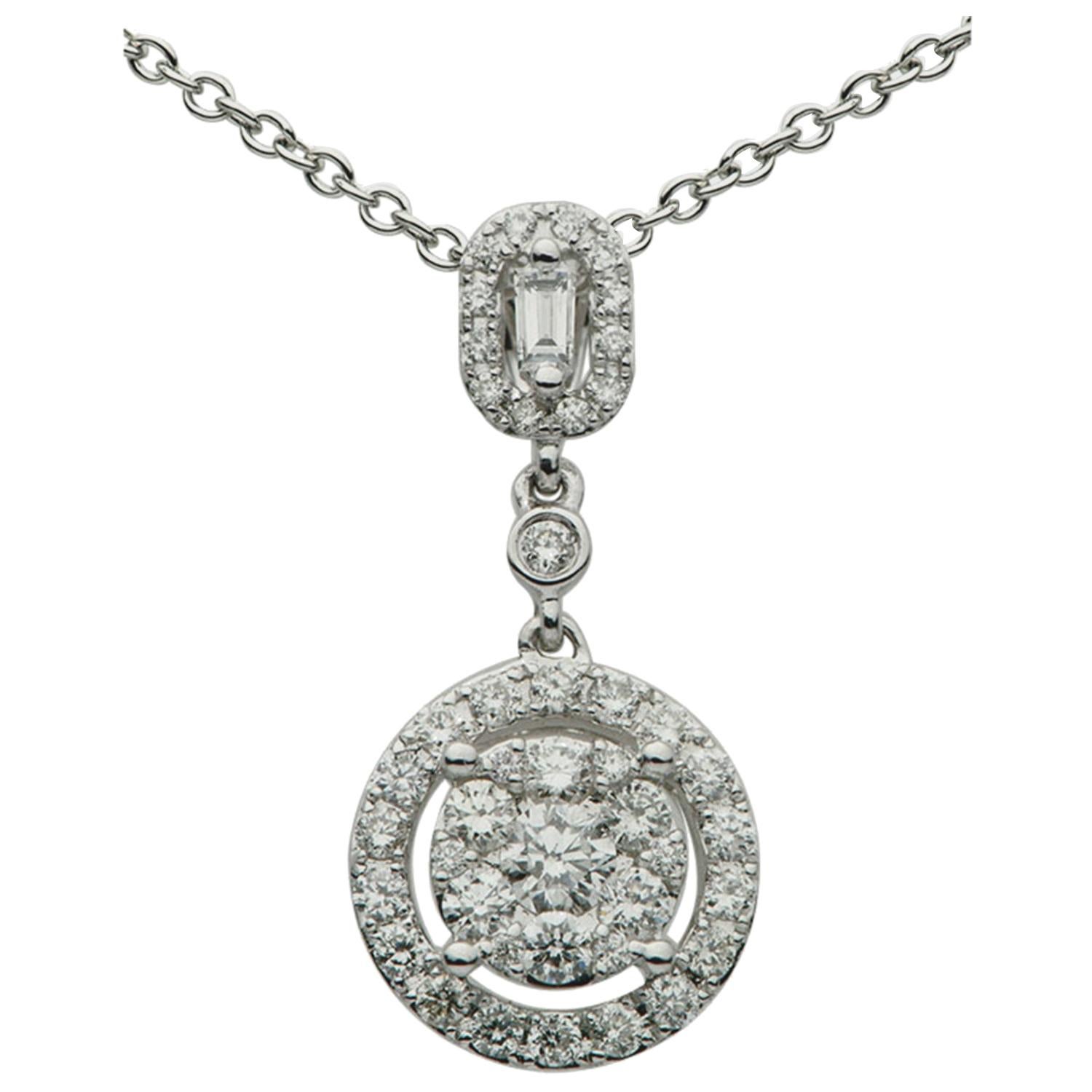 Circle Diamond Floating Pendant with Chain For Sale