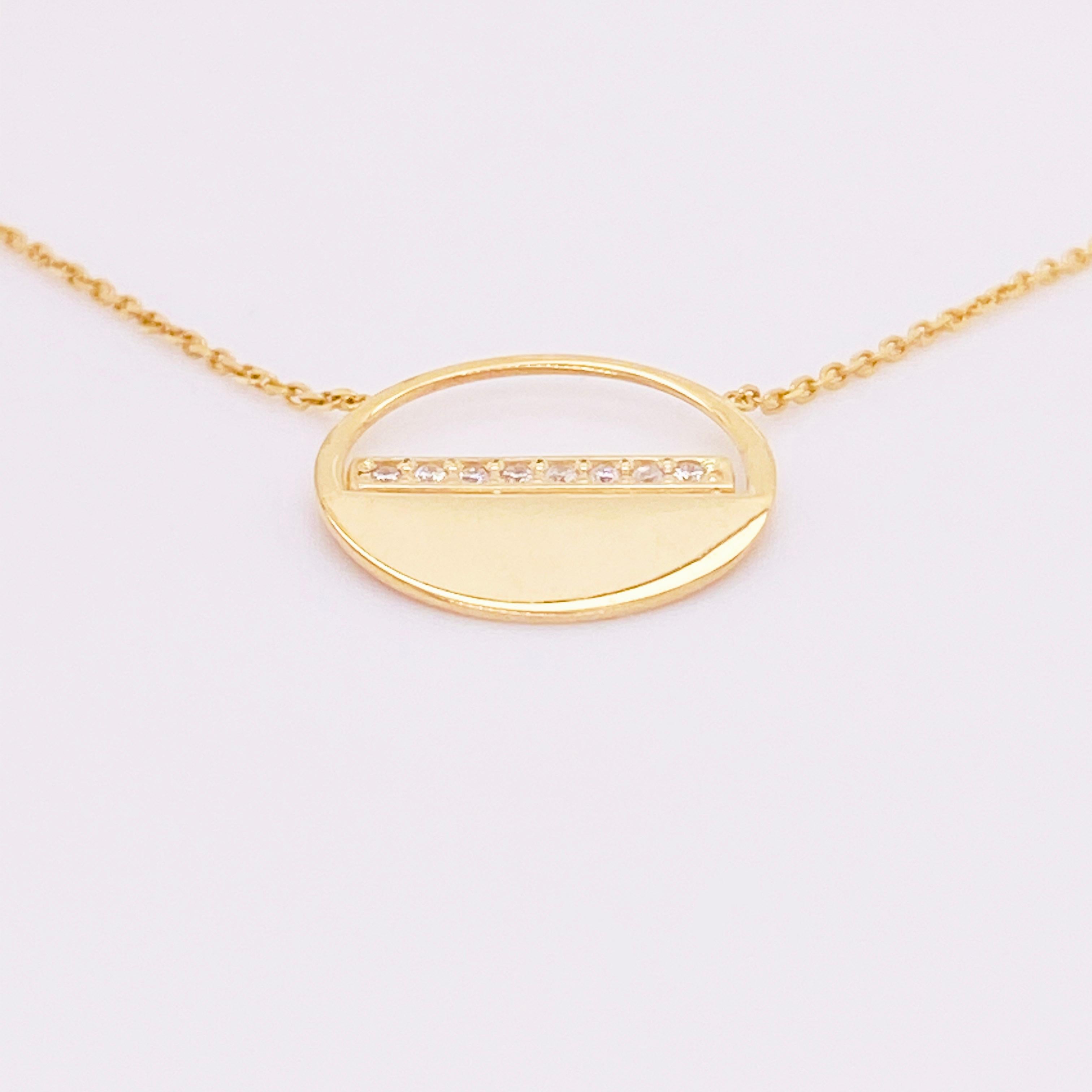 Contemporain Collier circulaire en or 14 carats avec diamants, disque, cercle, mode, collier #NeckMess, Italie en vente