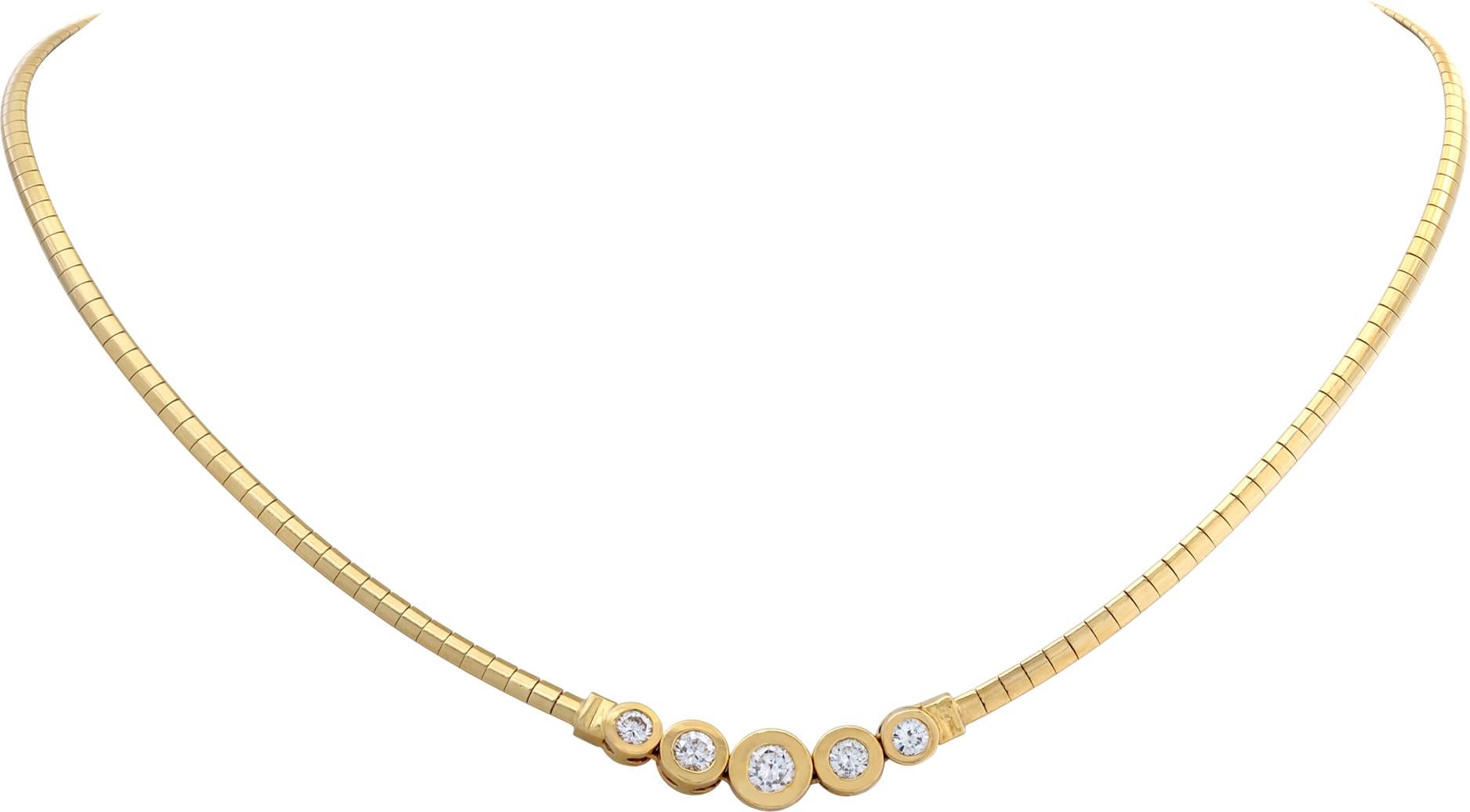 Collier circulaire en or jaune 18 carats avec diamants sertis en lunette Excellent état - En vente à Surfside, FL