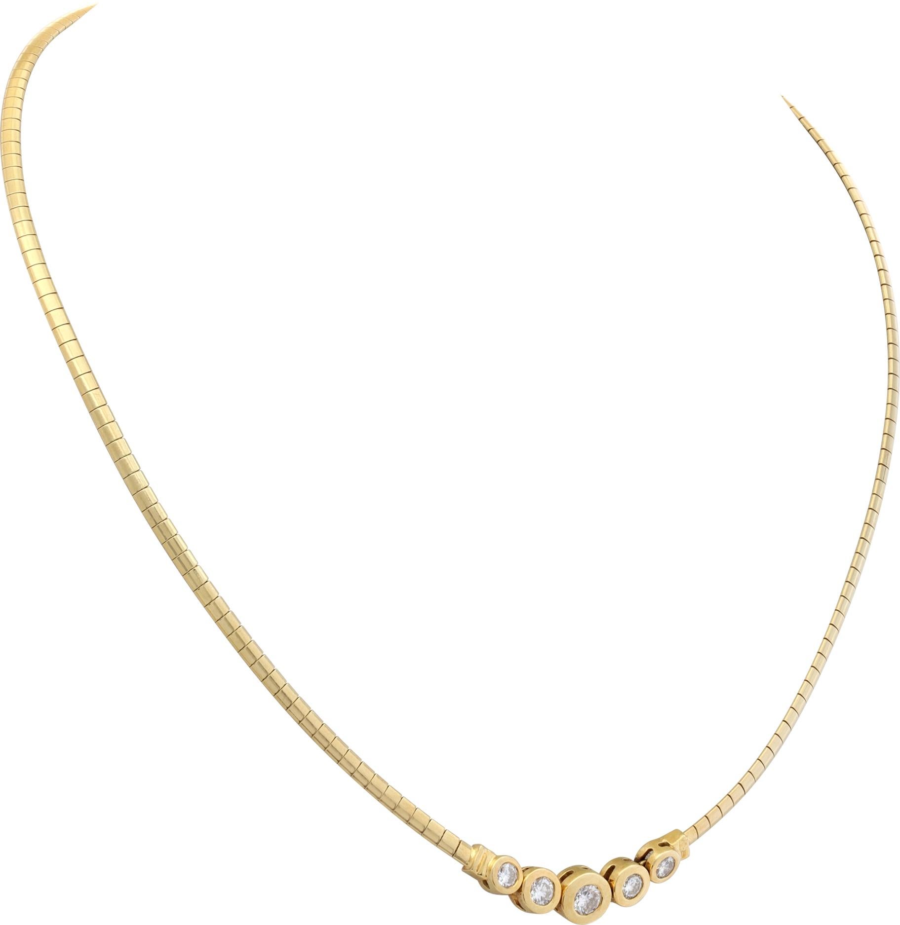 Collier circulaire en or jaune 18 carats avec diamants sertis en lunette Pour femmes en vente