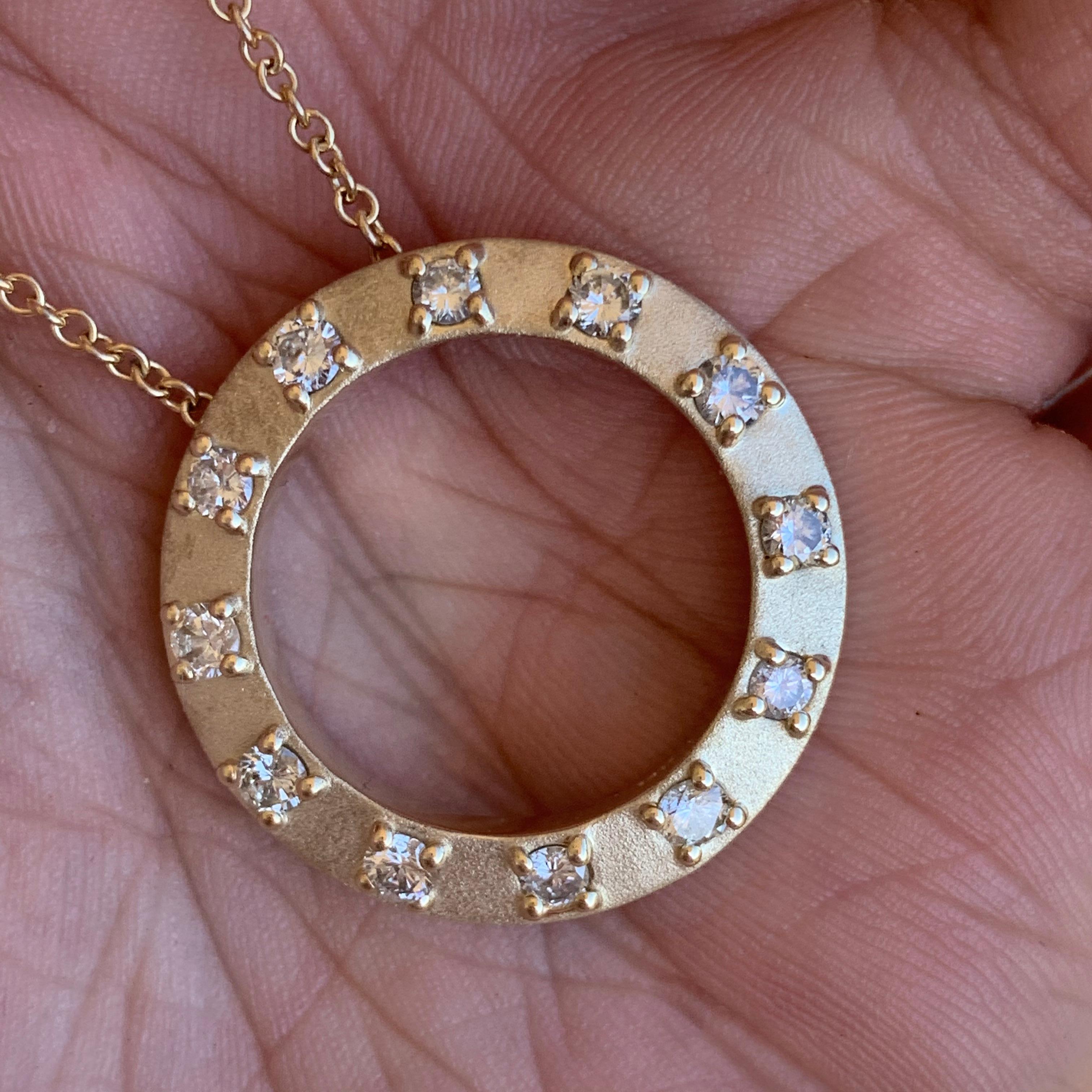Circle Diamond Pendant, 14 Karat Y, Ben Dannie In New Condition For Sale In West Hollywood, CA