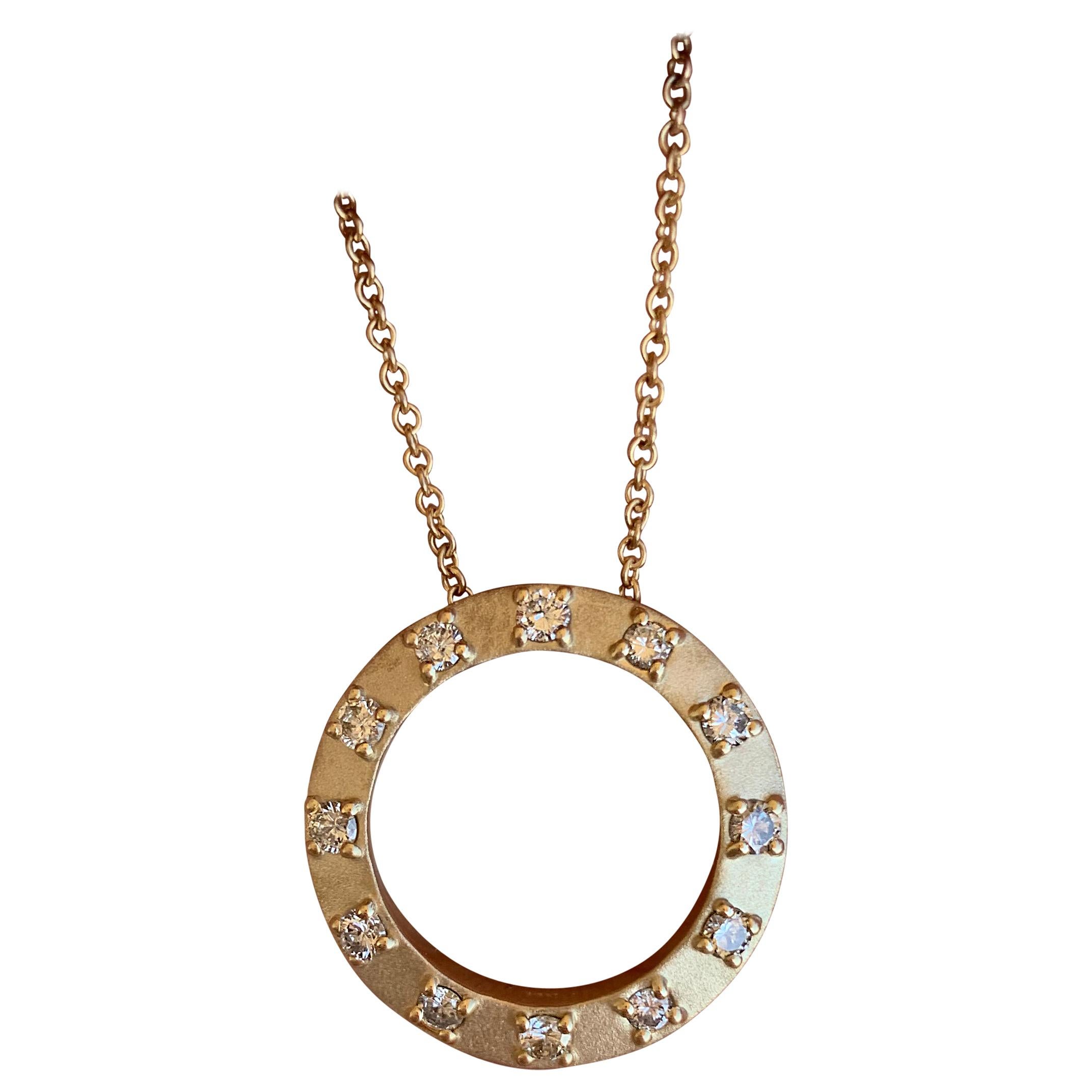 Circle Diamond Pendant, 14 Karat Y, Ben Dannie For Sale