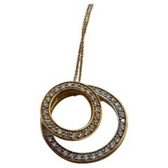 Circle diamond pendant necklace 14KT gold