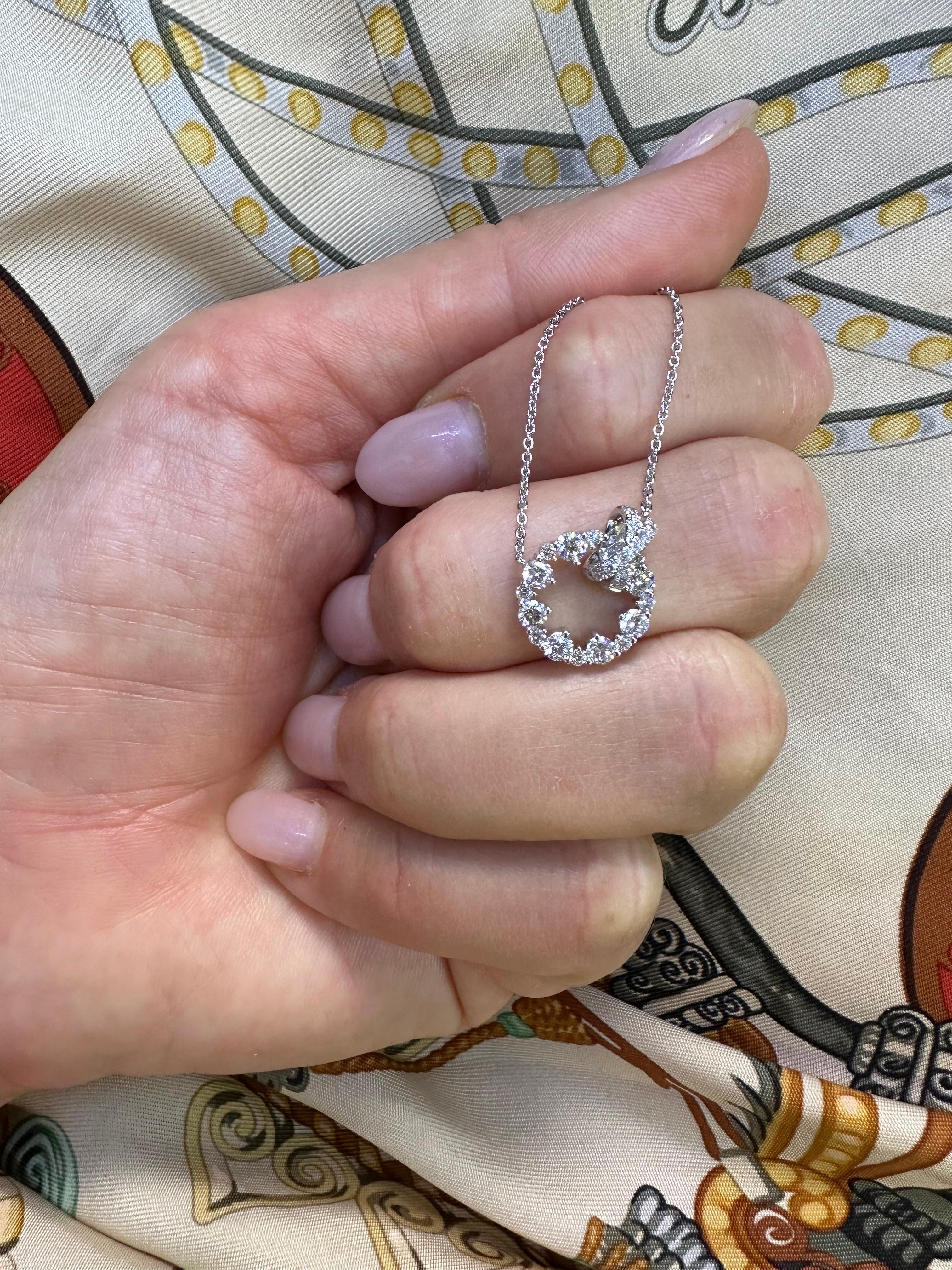 Women's or Men's Circle diamond pendant necklace 18KT gold For Sale
