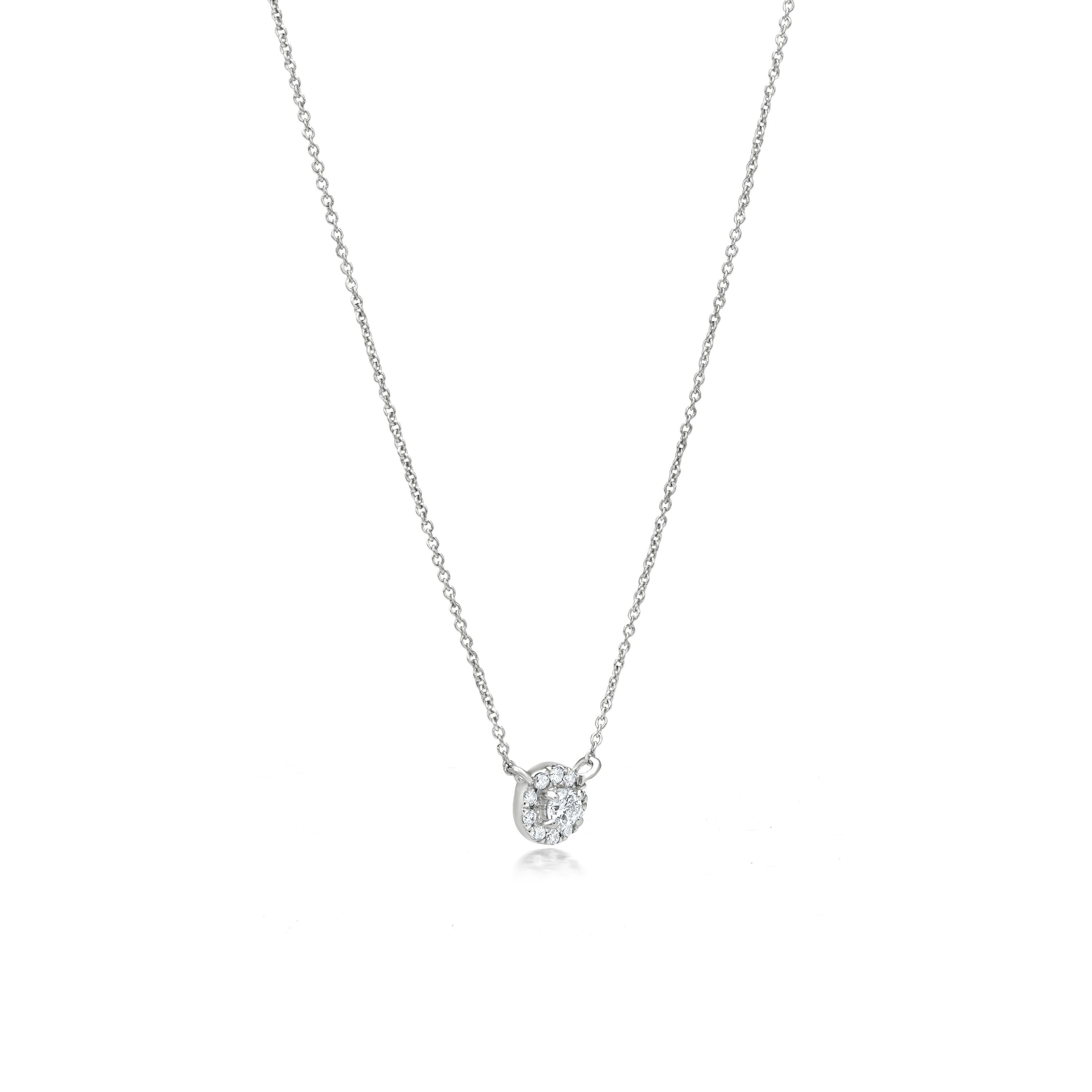 Round Cut Luxle Circle Diamond Pendant Necklace in 18k White Gold