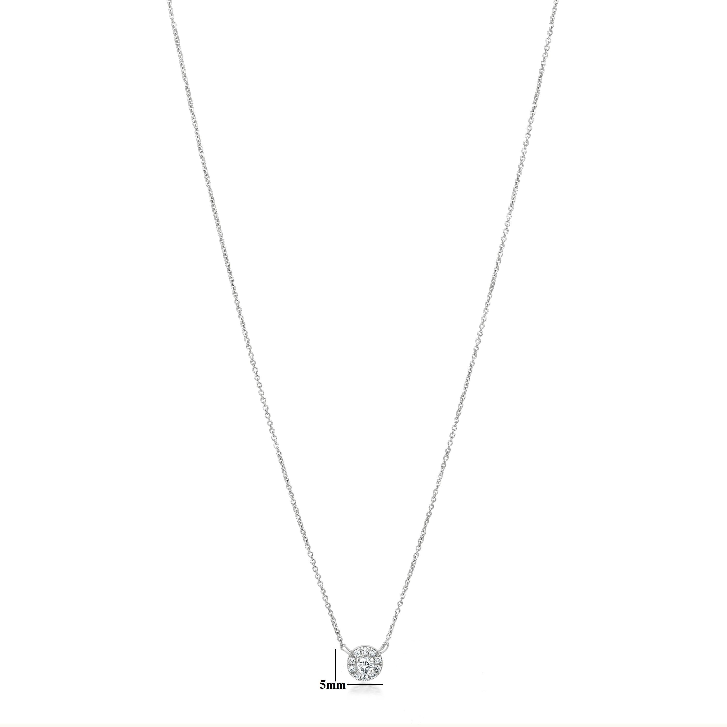 Luxle Circle Diamond Pendant Necklace in 18k White Gold In New Condition In New York, NY