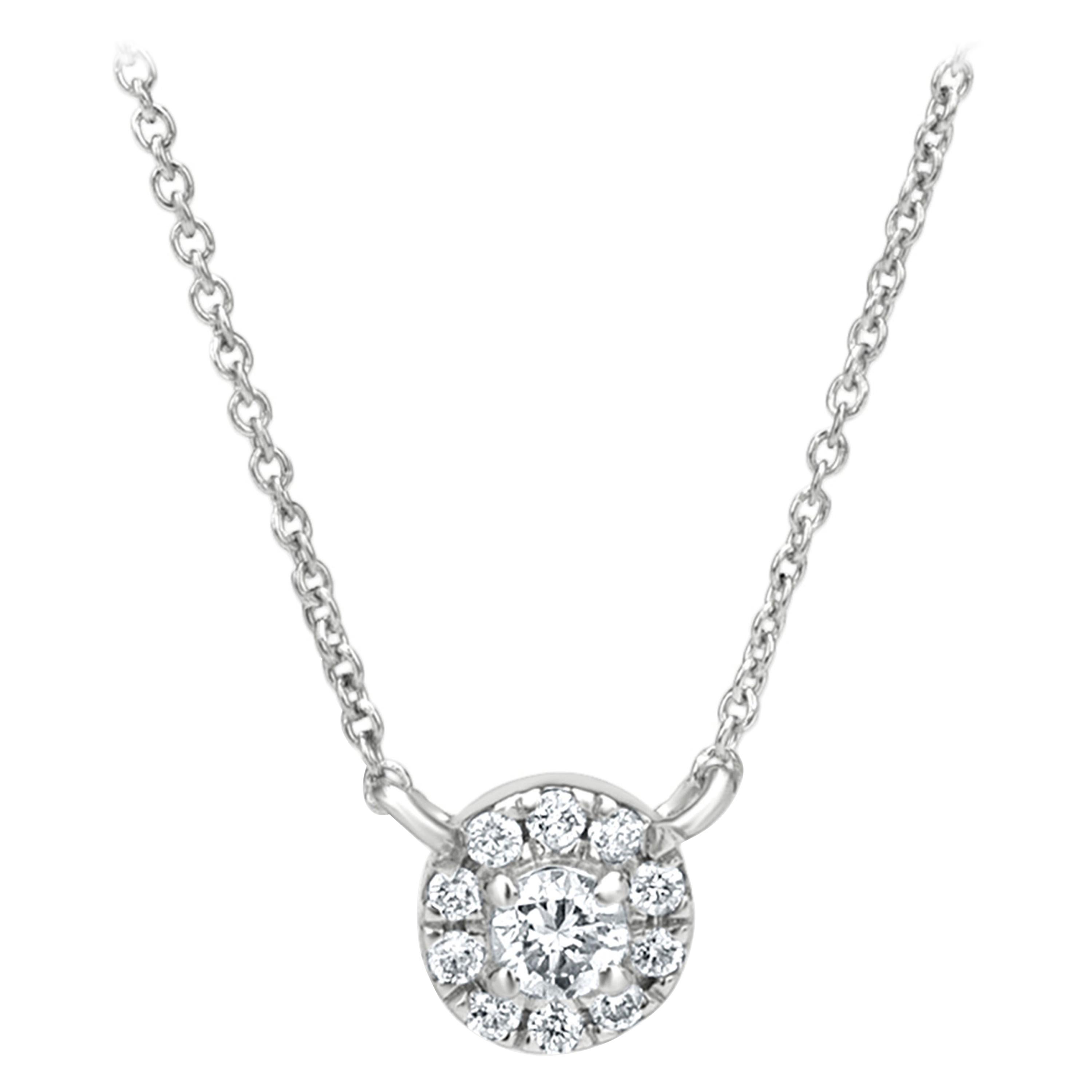 Luxle Circle Diamond Pendant Necklace in 18k White Gold